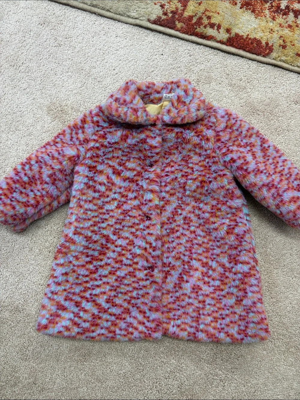 Vintage Cosqui by Infantiles Sheila Faux Fur Sherbet Confetti Teddy Coat. 24M